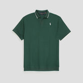 RL PREMIUM MEN'S V NECK BORDER POLO SHIRT (GREEN)