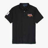 RL Premium 3 Horse Pique Cotton Polo Shirt (Black)