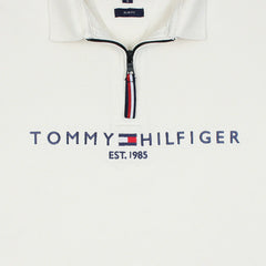 TOMMY PREMIUM SELF EMB ZIP-UP POLO SHIRT (OFF-WHITE)