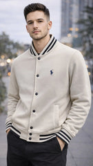 RL PREMIUM S/P COTTON FLEECE BASEBALL JACKET (STONE)