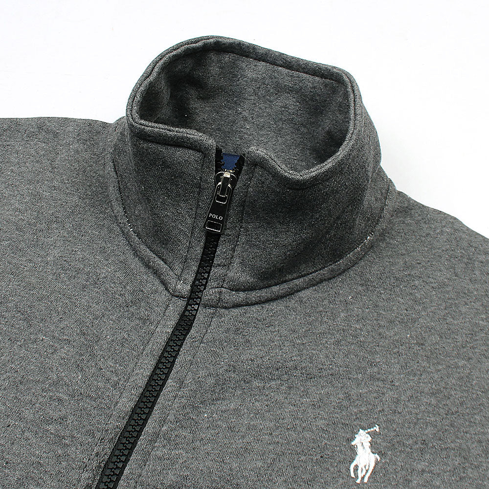 RL Premium Small Pony Cotton Fleece Zipper Jacket (Charcoal Grey)