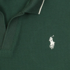 RL PREMIUM MEN'S V NECK BORDER POLO SHIRT (GREEN)