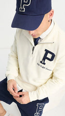 RL PREMIUM P LOGO COTTON FLEECE ZIP-UP (STONE)