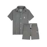 RL PREMIUM KIDS CUBAN COLLAR TWINSET (CHARCOAL)