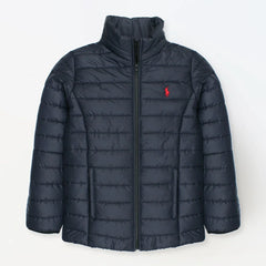 RL Full Sleeves Small Pony Puffer Jacket (Navy Blue)
