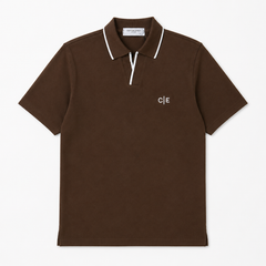 COTTON EAGLE C|E EMBROIDERED POLO SHIRT (BROWN)
