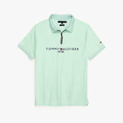 TOMMY PREMIUM SELF EMB ZIP-UP POLO SHIRT (SEA-GREEN)