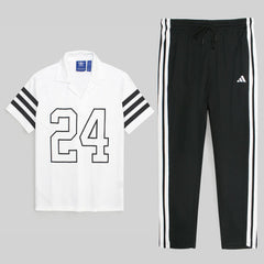 ADDAS PREMIUM INSPIRED 24 V NECK TRACKSUIT (WHITE&BLACK)