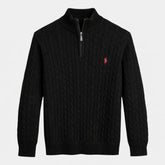 RL IMPORTED SINGLE PONY CABLE KNIT SWEATER (BLACK)
