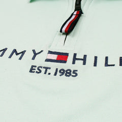 TOMMY PREMIUM SELF EMB ZIP-UP POLO SHIRT (SEA-GREEN)