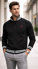 RL PREMIUM COTTON FLEECE DOUBLE KNIT TRACK JACKET (BLACK)