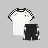 ADDAS PREMIUM KIDS PIPING DRI FIT TWINSET (BLACK & WHITE)