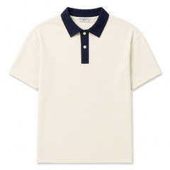 COTTON EAGLE RUGBY COLLAR POLO SHIRT (OFF-WHITE)