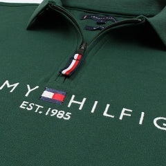 TOMMY PREMIUM SELF EMB ZIP-UP POLO SHIRT (GREEN)