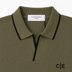COTTON EAGLE C|E EMBROIDERED POLO SHIRT (OLIVE)