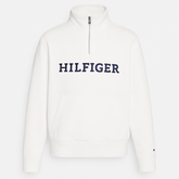 TH EMB HLFGR COTTON FLEECE ZIP-UP (WHITE)