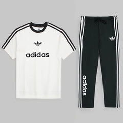 ADDAS PREMIUM MEN'S STRONIX LYCRA DRI-FIT TRACKSUIT (WHITE&BLACK)