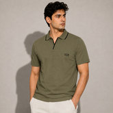 COTTON EAGLE C|E EMBROIDERED POLO SHIRT (OLIVE)