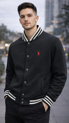RL PREMIUM S/P COTTON FLEECE BASEBALL JACKET (BLACK)