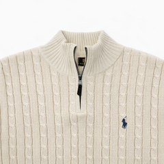 RL IMPORTED SINGLE PONY CABLE KNIT SWEATER (OFF-WHITE)