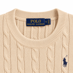 RL CREW NECK CABLE KNIT SHIRT (BEIGE)