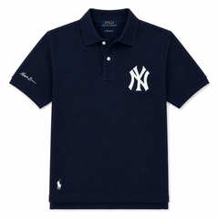 RL NY COTTON PIQUE COTTON POLO SHIRT (NAVY BLUE)