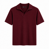 Z.A.R.A BASIC WAFFLE KNIT DROP SHOULDER POLO SHIRT (MAROON)