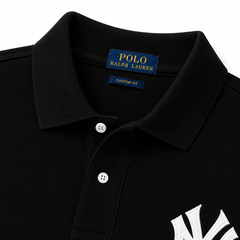 RL NY COTTON PIQUE COTTON POLO SHIRT (BLACK)