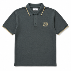 COTTON EAGLE WAFFLE KNIT TIPPING POLO SHIRT (DUSTY OLIVE)