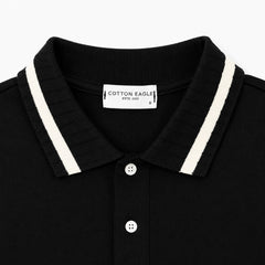 CE HERITAGE PIQUE COTTON POLO SHIRT (BLACK)