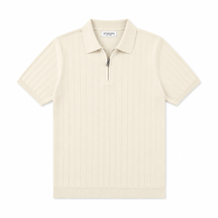 COTTON EAGLE DROP NEEDLE POLO SHIRT (OFF-WHITE)