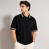 CE HERITAGE PIQUE COTTON POLO SHIRT (BLACK)