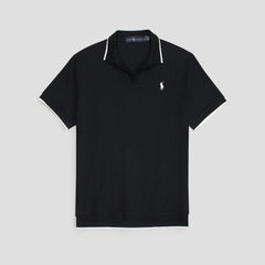 RL PREMIUM MEN'S V NECK BORDER POLO SHIRT (BLACK)
