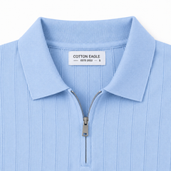 COTTON EAGLE DROP NEEDLE POLO SHIRT (SKY)