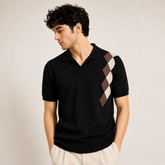COTTON EAGLE FLAT KNIT WINDSOR POLO (BLACK)