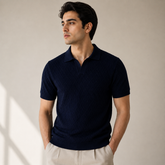 COTTON EAGLE DIAMOND KNIT POLO (NAVY BLUE)