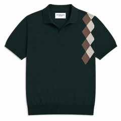 COTTON EAGLE FLAT KNIT WINDSOR POLO (BOTTLE GREEN)