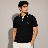 COTTON EAGLE C|E EMBROIDERED POLO SHIRT (BLACK)