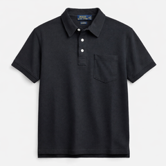 RL BASIC FRONT POCKET PIQUE COTTON POLO SHIRT (BLACK)