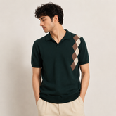 COTTON EAGLE FLAT KNIT WINDSOR POLO (BOTTLE GREEN)