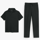 Z.A.R.A WAFFLE KNIT OVERSIZED SLIT TRACKSUIT (BLACK)
