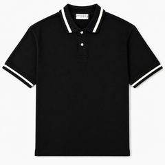 CE HERITAGE PIQUE COTTON POLO SHIRT (BLACK)