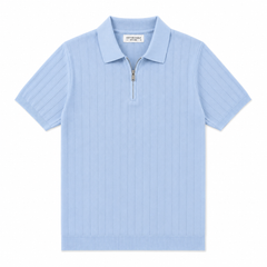 COTTON EAGLE DROP NEEDLE POLO SHIRT (SKY)