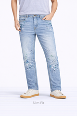 Z.A.R.A Skinny Fit Denim Jeans Paint Splash