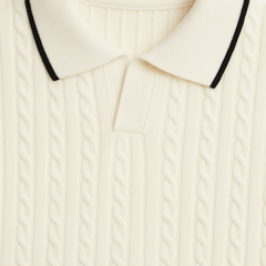 Z.A.R.A PREMIUM TIPPED COLLAR KNITTED POLO (OFF-WHITE)