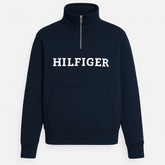 TH EMB HLFGR COTTON FLEECE ZIP-UP (NAVY BLUE)
