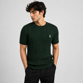 RL CREW NECK CABLE KNIT SHIRT (GREEN)