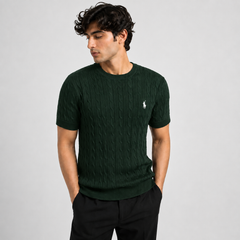 RL CREW NECK CABLE KNIT SHIRT (GREEN)