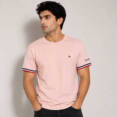 TOMMY SIGNATURE TIPPED T-SHIRT (POWDER PINK)