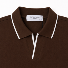 COTTON EAGLE C|E EMBROIDERED POLO SHIRT (BROWN)
